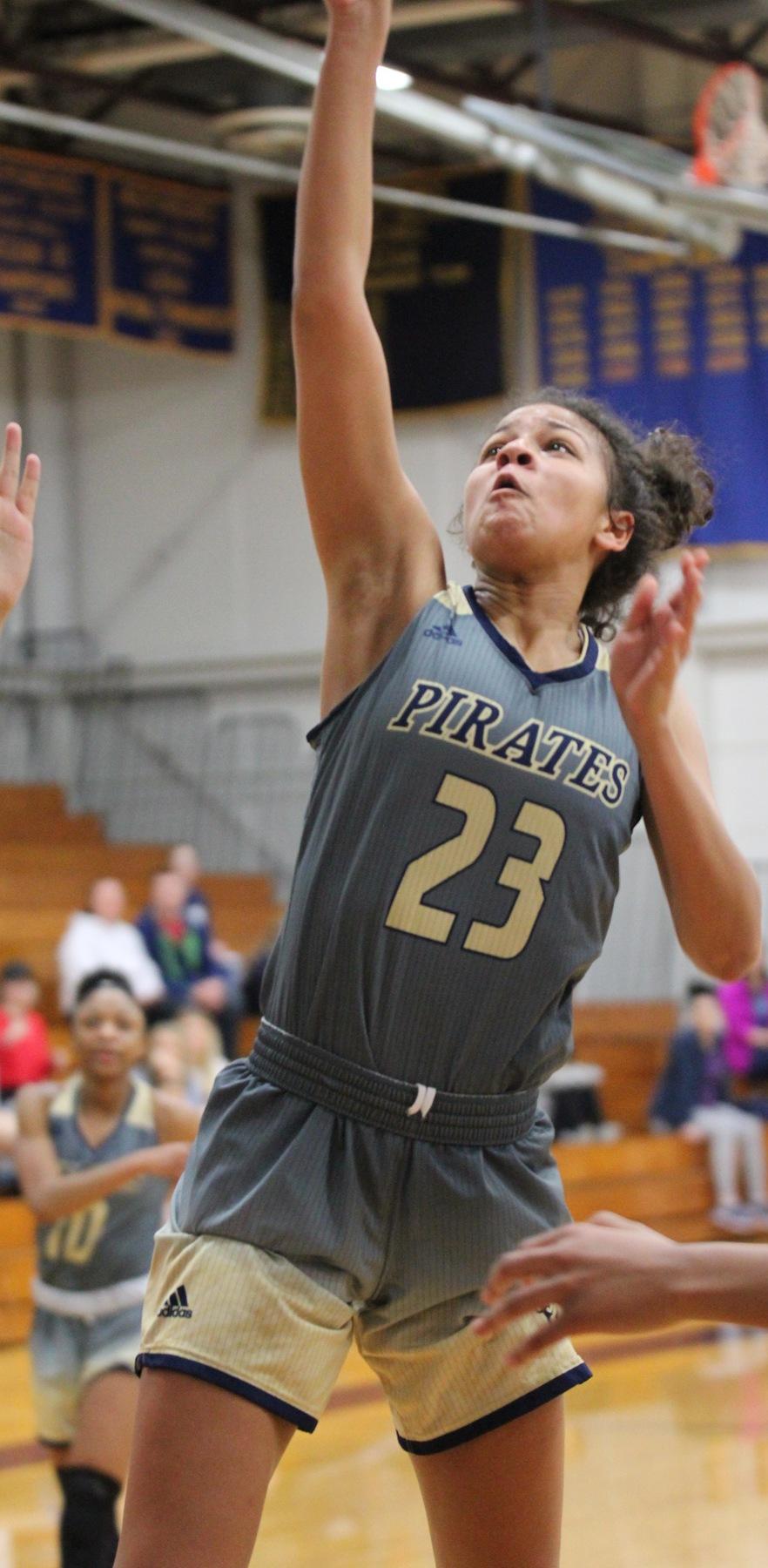 Mychaell Gray goes up for a lay-up during the Cloud County game. Photo Credit: Nick Dailey